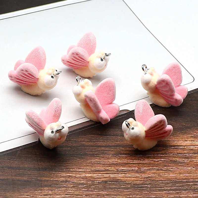 

30Pcs 3D Cute Flocking Butterfly Animal Resin Charms Cartoon Plush Pendant For Phone Keychain Earrings DIY Crafts Jewelry Make