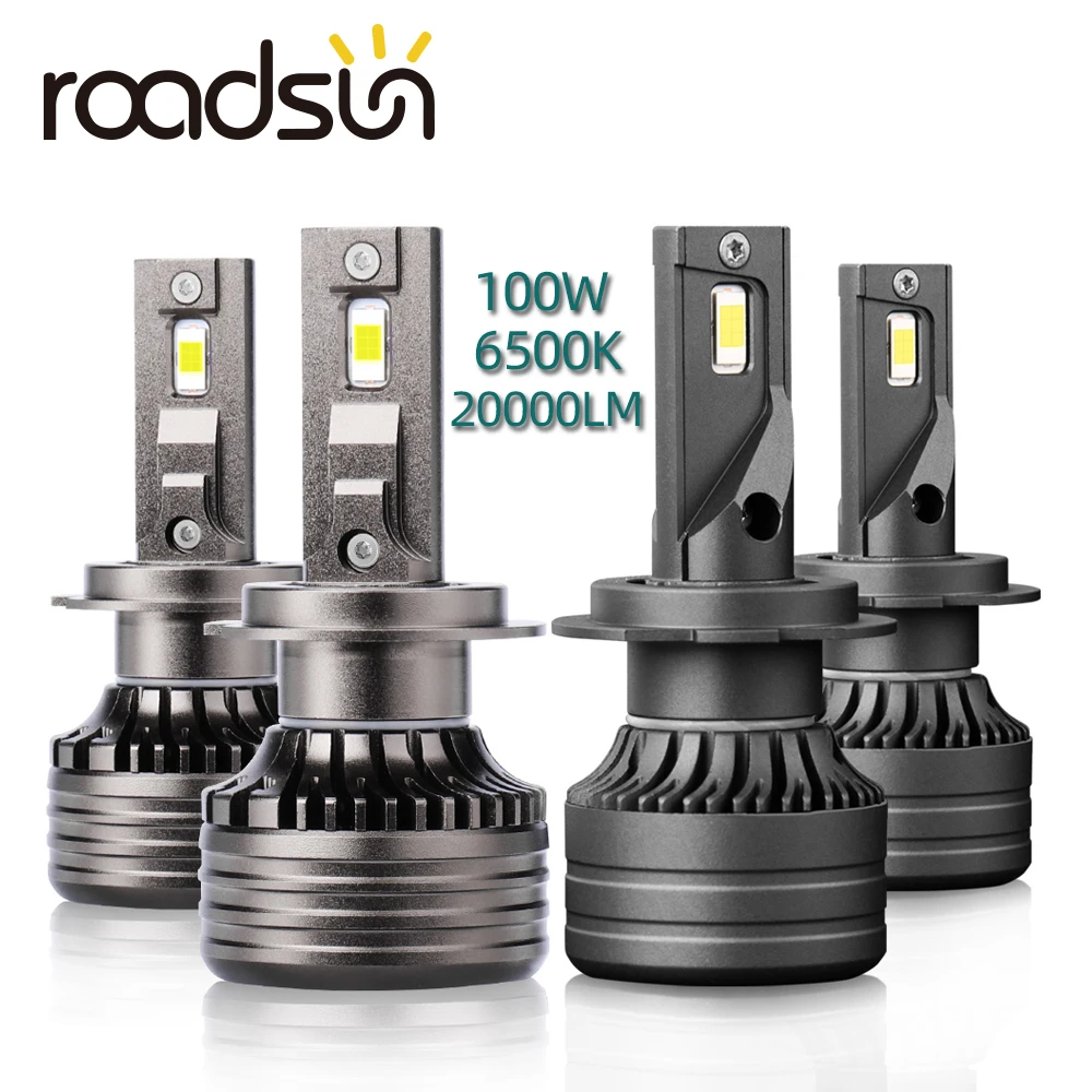 roadsun 2Pcs Lamp H7 H1 H11 LED Lights for Car Headlight Bulbs 100W 20000LM LED H4 Hi/Lo 9005 HB3 HB4 9006 Auto Lamp 6500K White