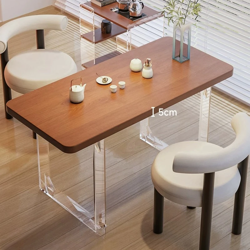 YJQ log balcony tea table high-end small tea table solid wood home modern simple