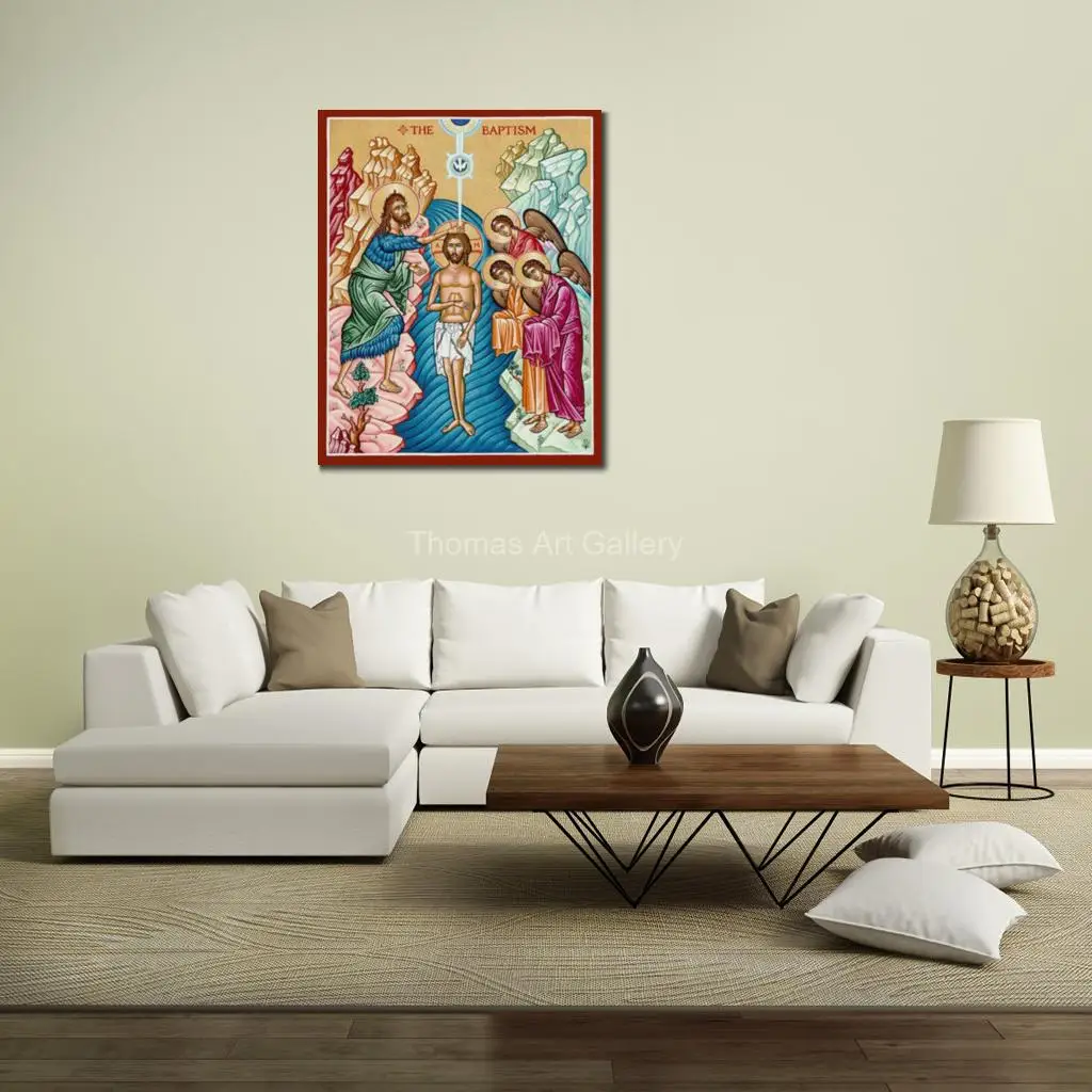 Baptism of Christ Icon Orthodox Canvas Print Theophany Jordan River Byzantine Wall Art for Chapel & Home Decor Gift