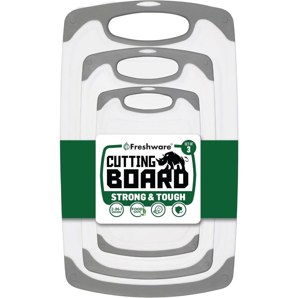 

Разделочные доски для кухни, набор из 3 разделочных досок разных размеров, пазов для сока и нескользящих ручек