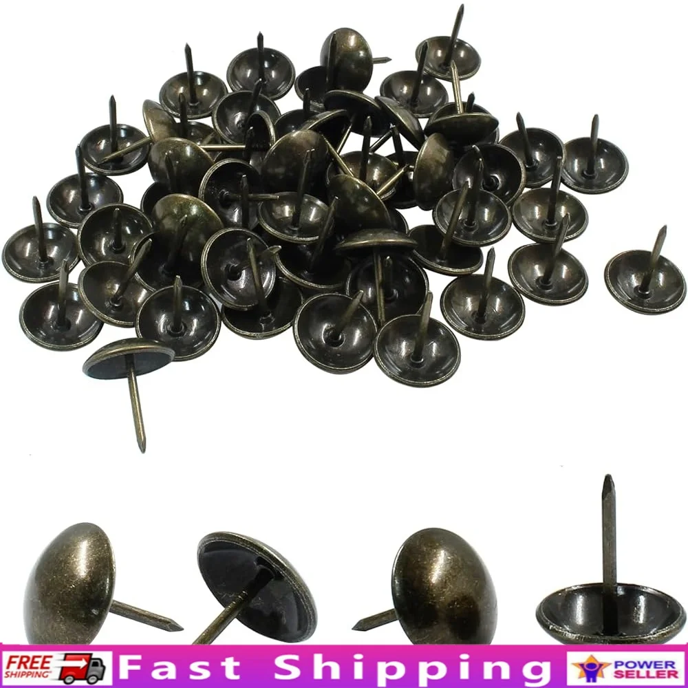 

100Pcs 3/4 Inch Bronze Upholstery Tacks Metal Thumb Tacks Furniture DIY Cork Board Upholstery