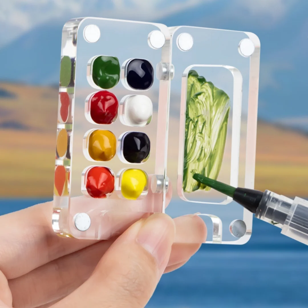 

8/15 сетка портативная палитра акварельных красок мини карманные художники студенты цветовая палитра пигментная упаковка коробка выход эскиз