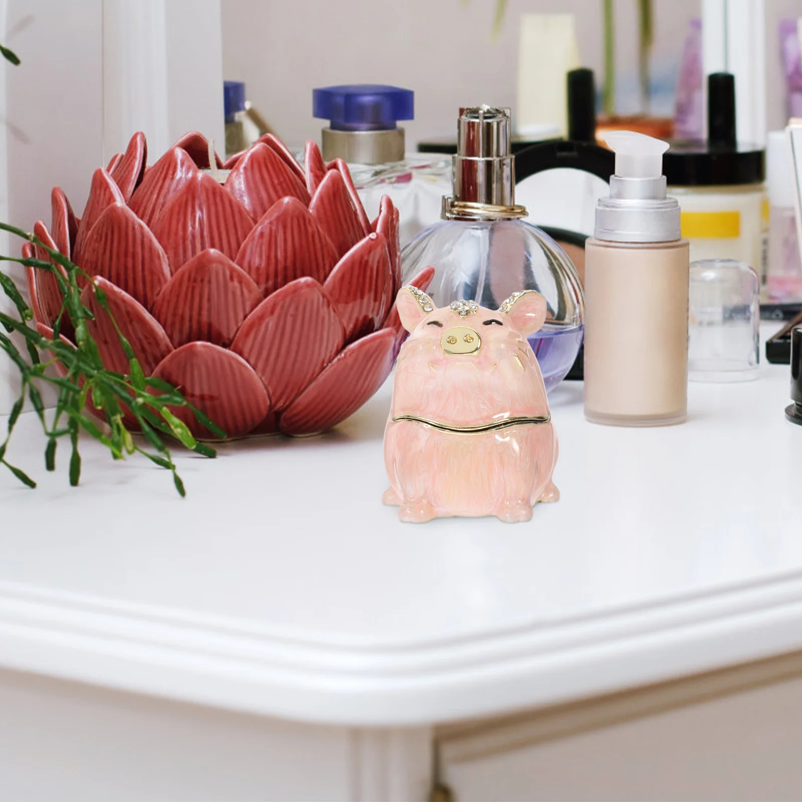 Pig Decorative Jewelry Box Unique Exquisite Gift Box Home Adornment Creative Storage Organizer Pig Decor Case Jewelry Organizer