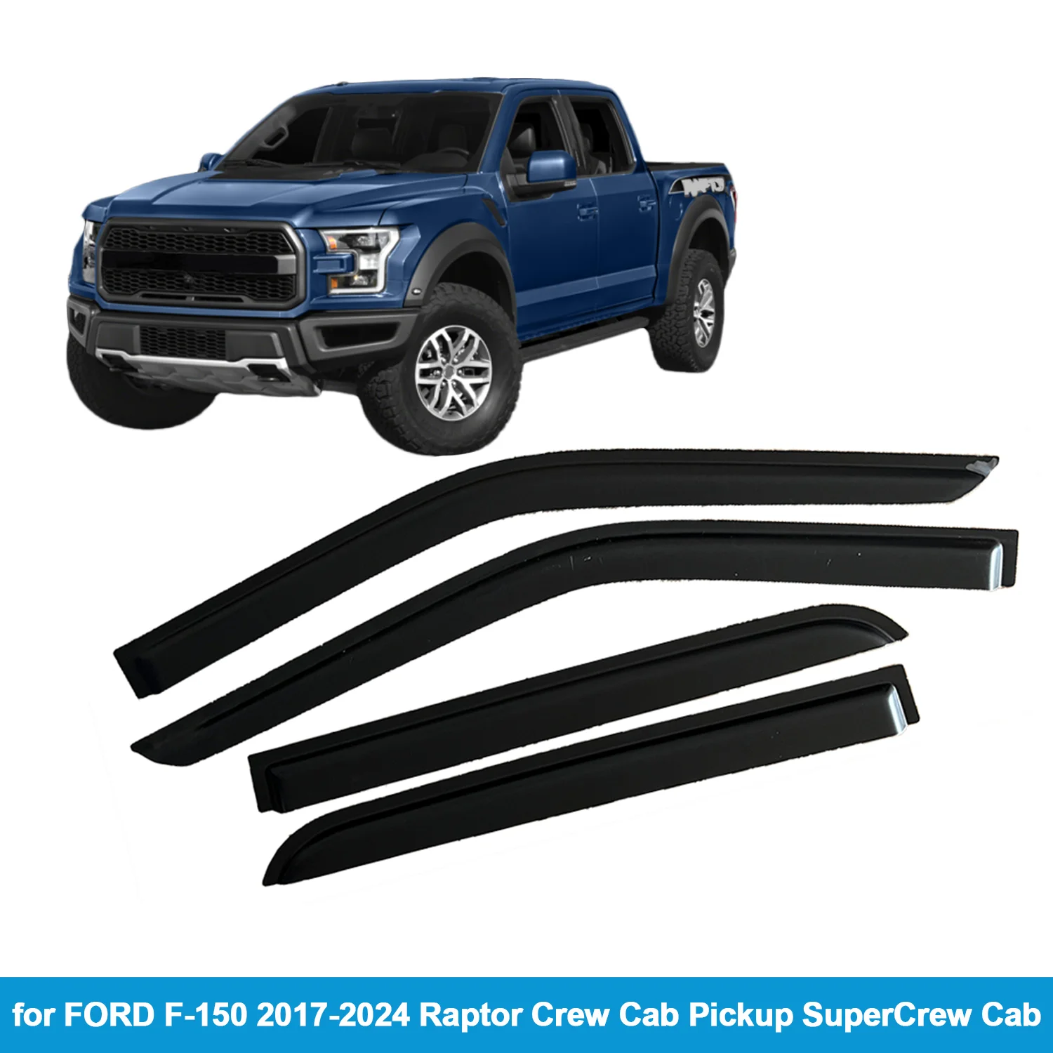 

Оконный козырек для FORD F-150 2017-2025 Raptor Crew Cab Pickup SuperCrew Cab, защита от дождя, боковой дефлектор, защита от атмосферных воздействий снаружи