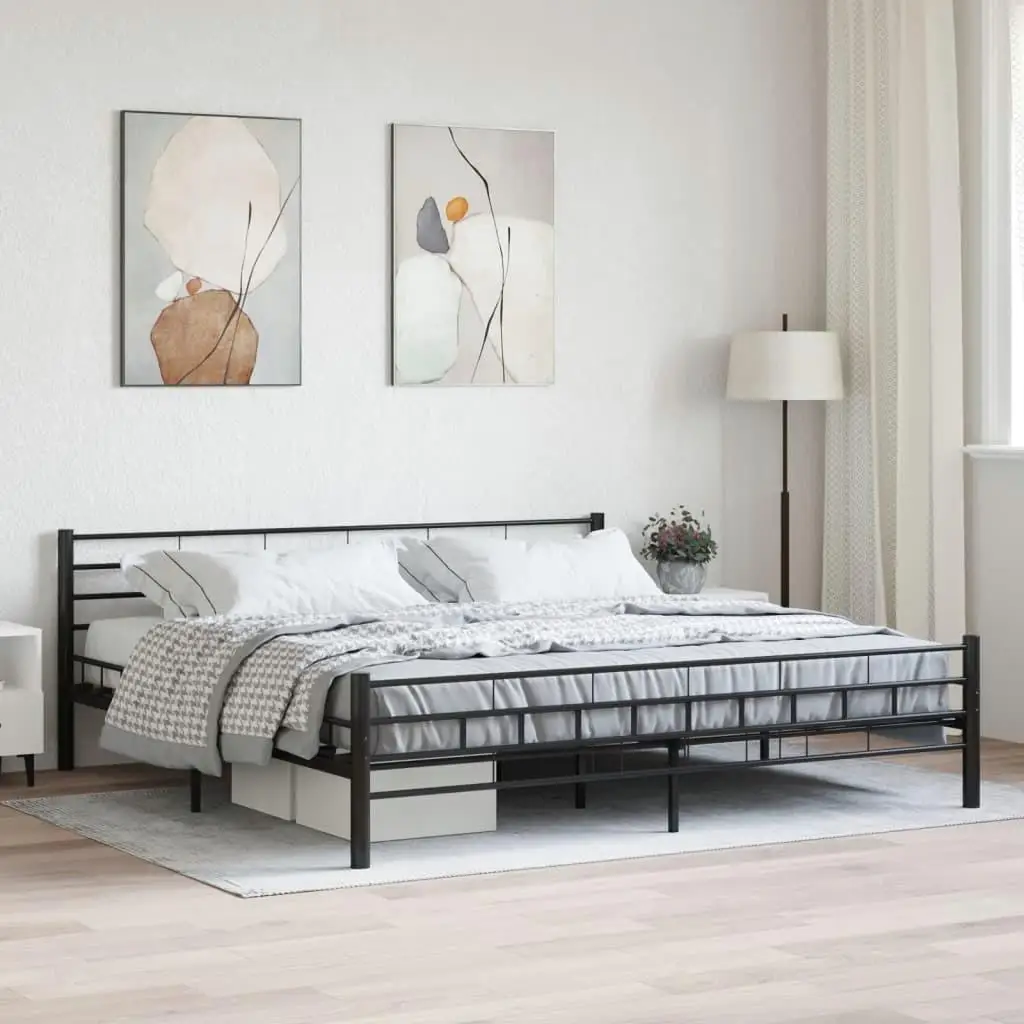 Super King Black Steel Bed Frame 180x200 cm - No Mattress Included, Sturdy Design