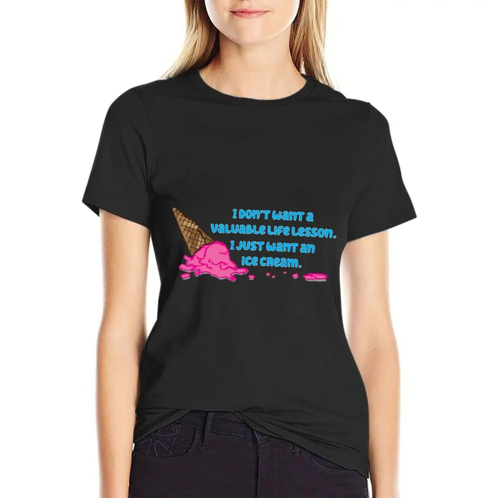 

I just want an ice cream T-Shirt customs animal print female Aesthetic clothing Women's tee shirt