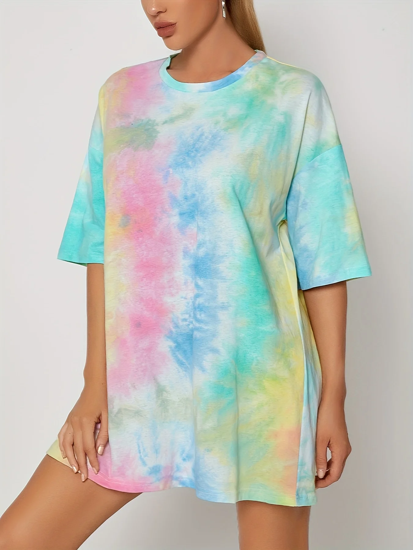 Tie-dye Printed T-Shirts Women O-Neck Short Sleeve Graphic Tops Tees Loose 3D Vintage T Shirt Plus Size For Female Clothing