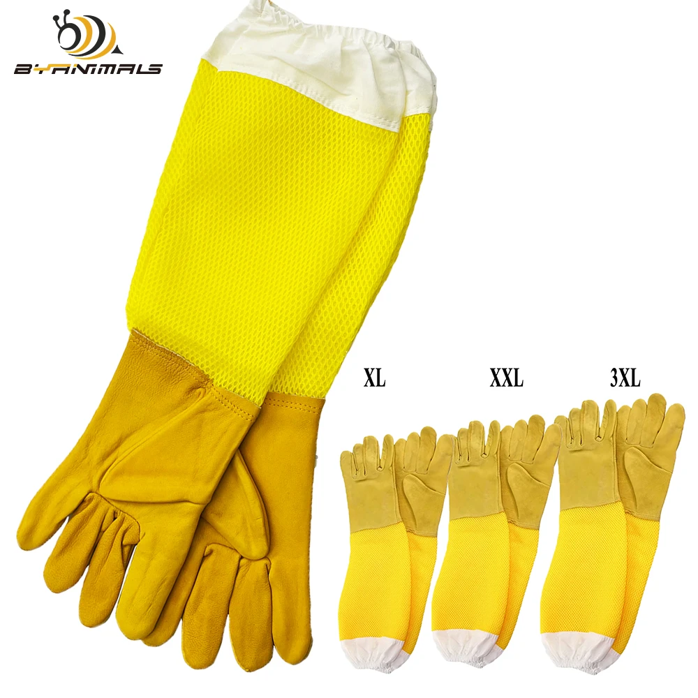 

Apiarist Beekeeper Apiary Gloves Gloves Anti Bite Protect Hands From Stings Long Sleeve Protective Ventilated Mesh And Leather