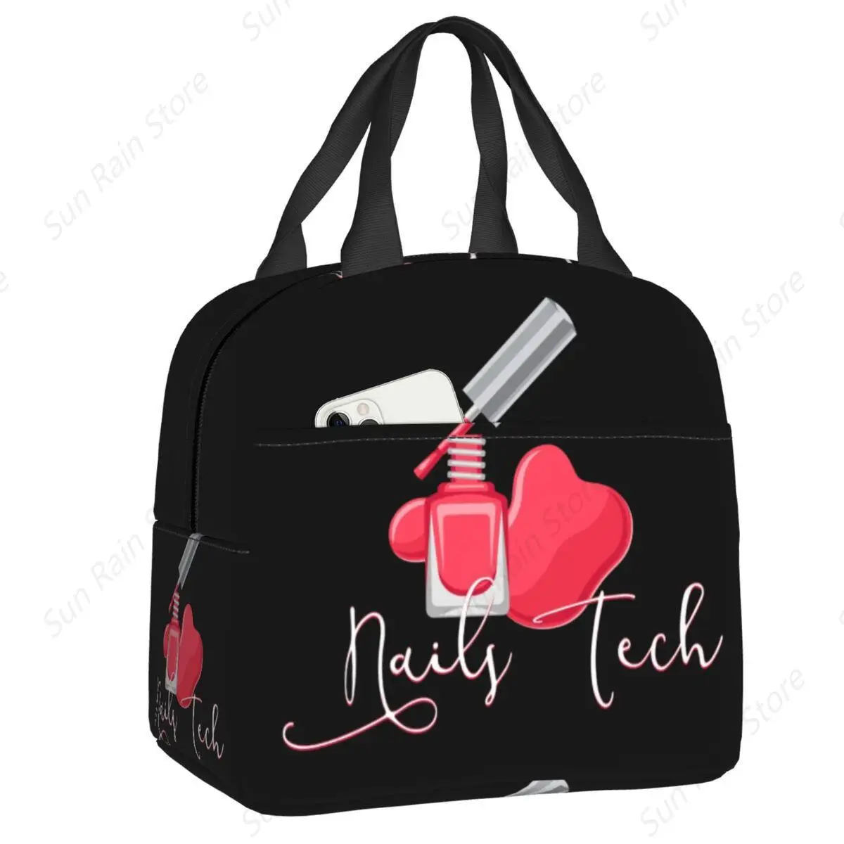 Mode nagellak geïsoleerde lunchtassen voor schoolkantoor vingernagel manicure tech koeler thermische lunchbox dames kinderen