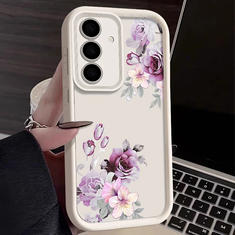 Floral Soft Case For Samsung Galaxy A16 A55 A54 A15 A14 A25 A35 A53 A56 5G S25 S24 S23 S22 Ultra Plus S24 FE Flowers Phone Cover