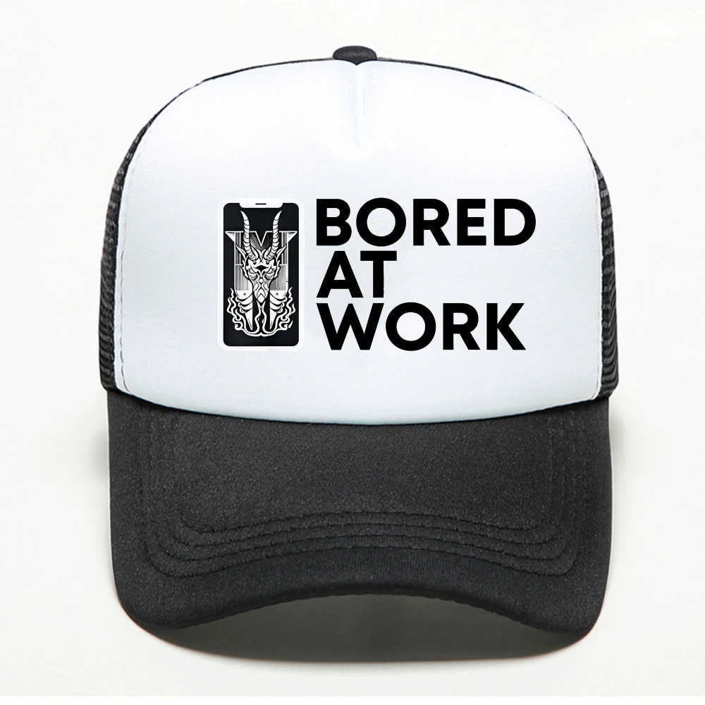 Funny Bored At Work Sarcastic Saying baseball cap Novelty Fashion breathable Sunscreen Hat summer adjustable mesh trucker hats 2