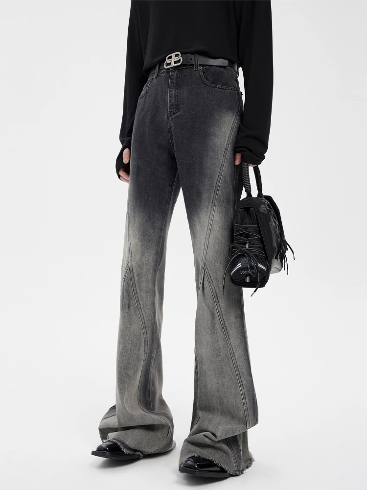 الشتاء المرأة متوهج السراويل عالية الجودة منخفضة الارتفاع جرس أسفل Y2k كاوبوي فضفاض الدنيم مصمم عفريت الأساسية الظلام الأكاديمية Harajuku