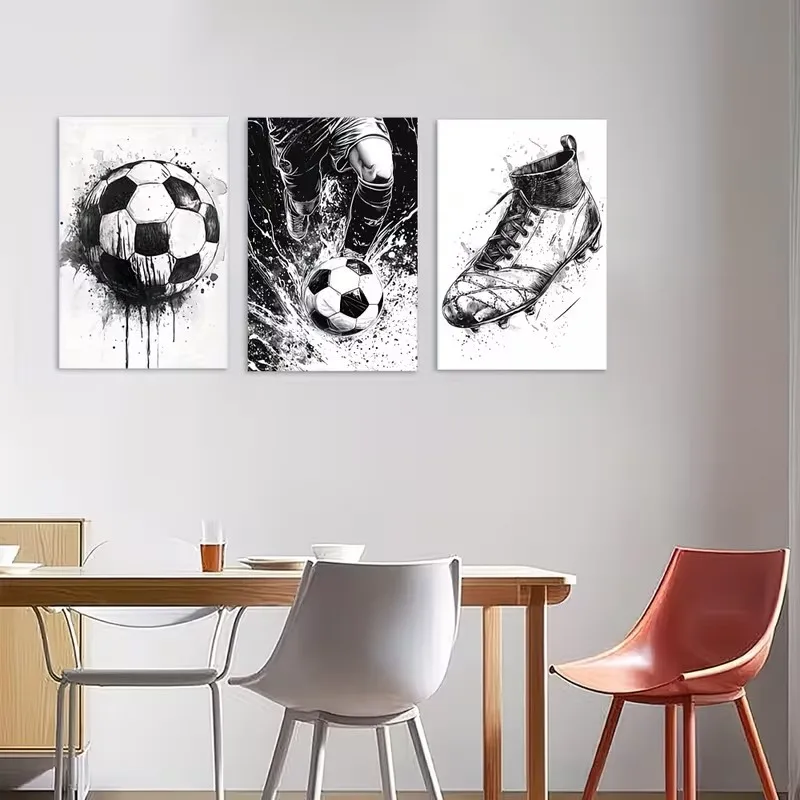 3pcs Abstract Graffiti Football Poster and Prints Football Boots Canvas Painting Wall Art Picture for Living Room Home Decor