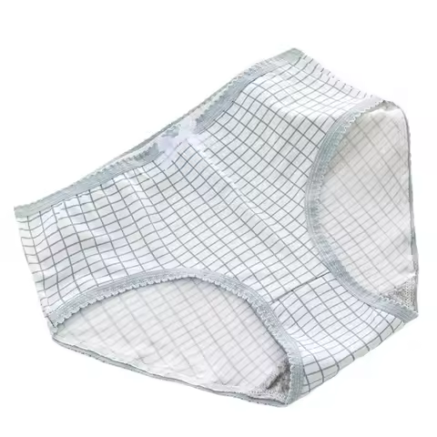 Cute Cotton Crotch Underwear for Women Mid-waist Love Heart Women's Sweet Panties Grid Bow Lace Briefs Summer