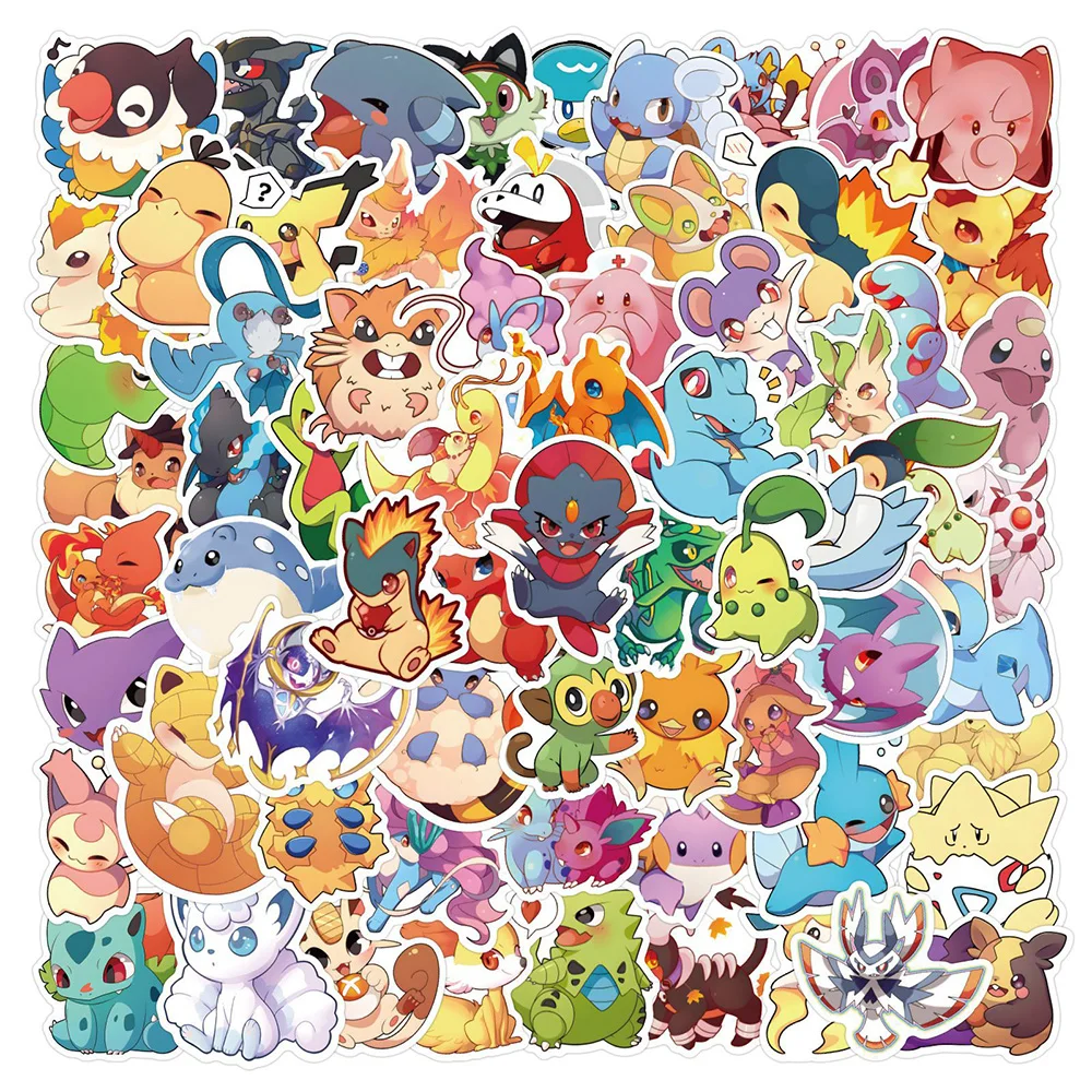 

10/30/50/100PCS Cute Cartoon Pokemon Stickers Kawaii Pikachu Decals DIY Skateboard Guitar Laptop Bike Kids Waterproof Toys Gift