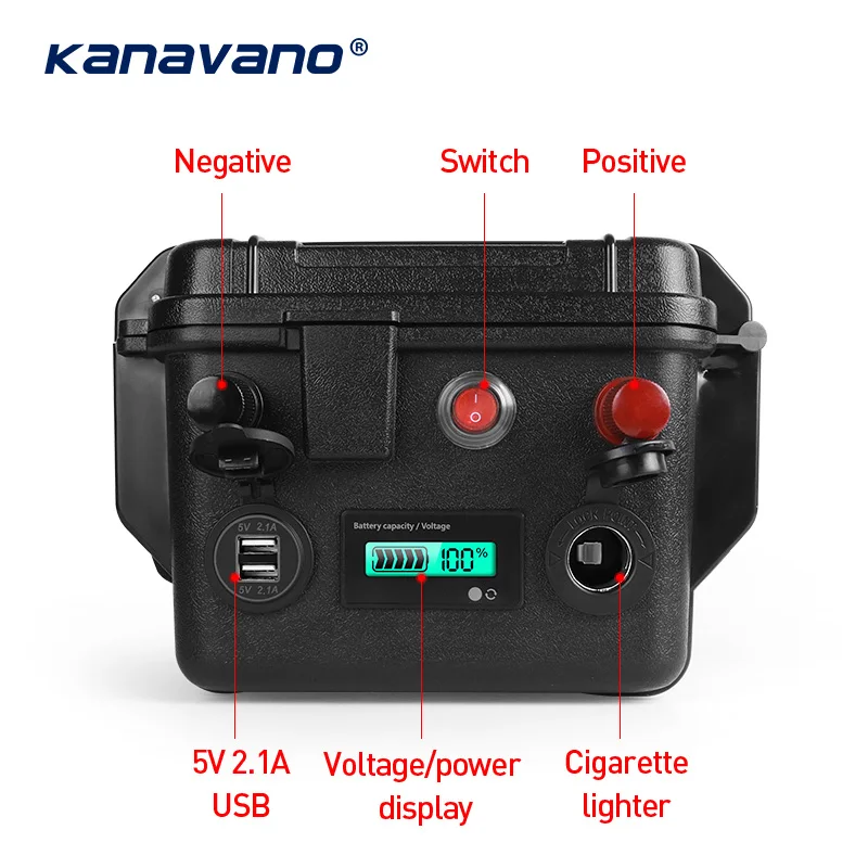 Kanavano 12.8V 100Ah LiFePO4 Akumulator Wbudowany Bluetooth BMS 12V 40Ah Wodoodporny do Solar Camper Yacht Inverter Engine Moto