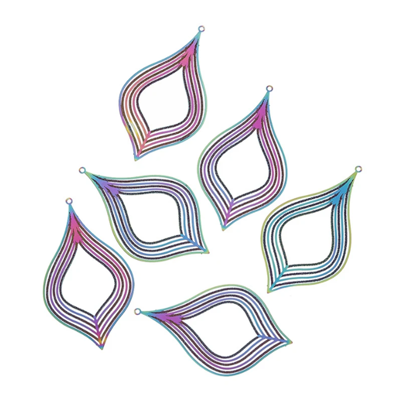 20Pcs/Lot New Creative Stainless Steel Hollow Flower Waterdrop Charms Connectors DIY for Earrings Jewelry Findings Accessories