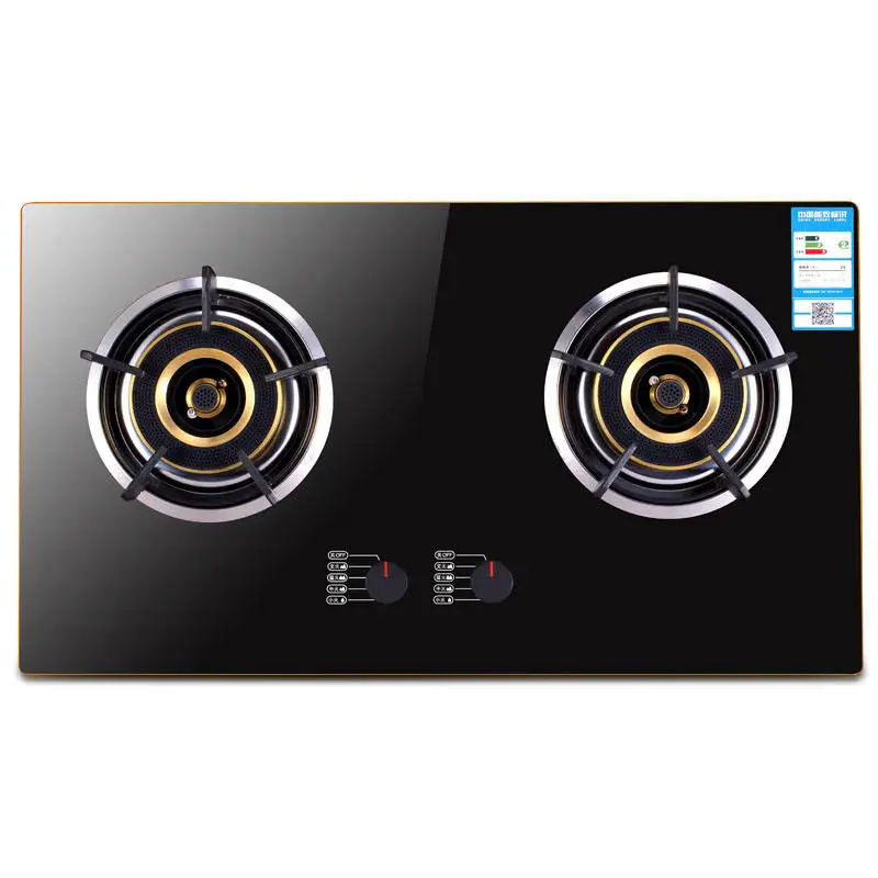 2口ガスコンロ - アルミ合金エッジキッチン調理台、家庭用安全機能付き家電