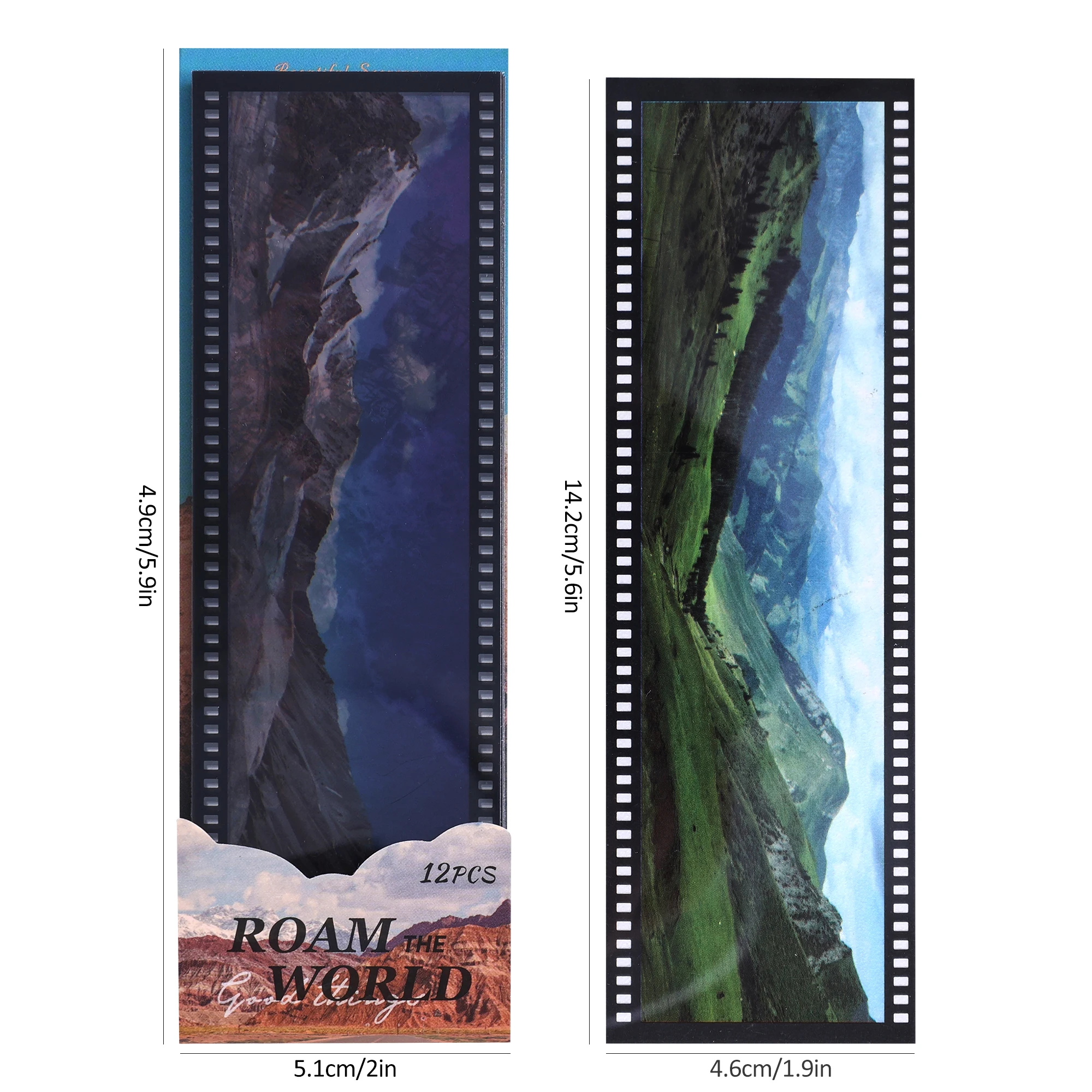 12Pcs Film Strip PET Bookmarks, Nature Landscape Aesthetic, Vintage Aesthetic Gifts for Adults, Women, Men