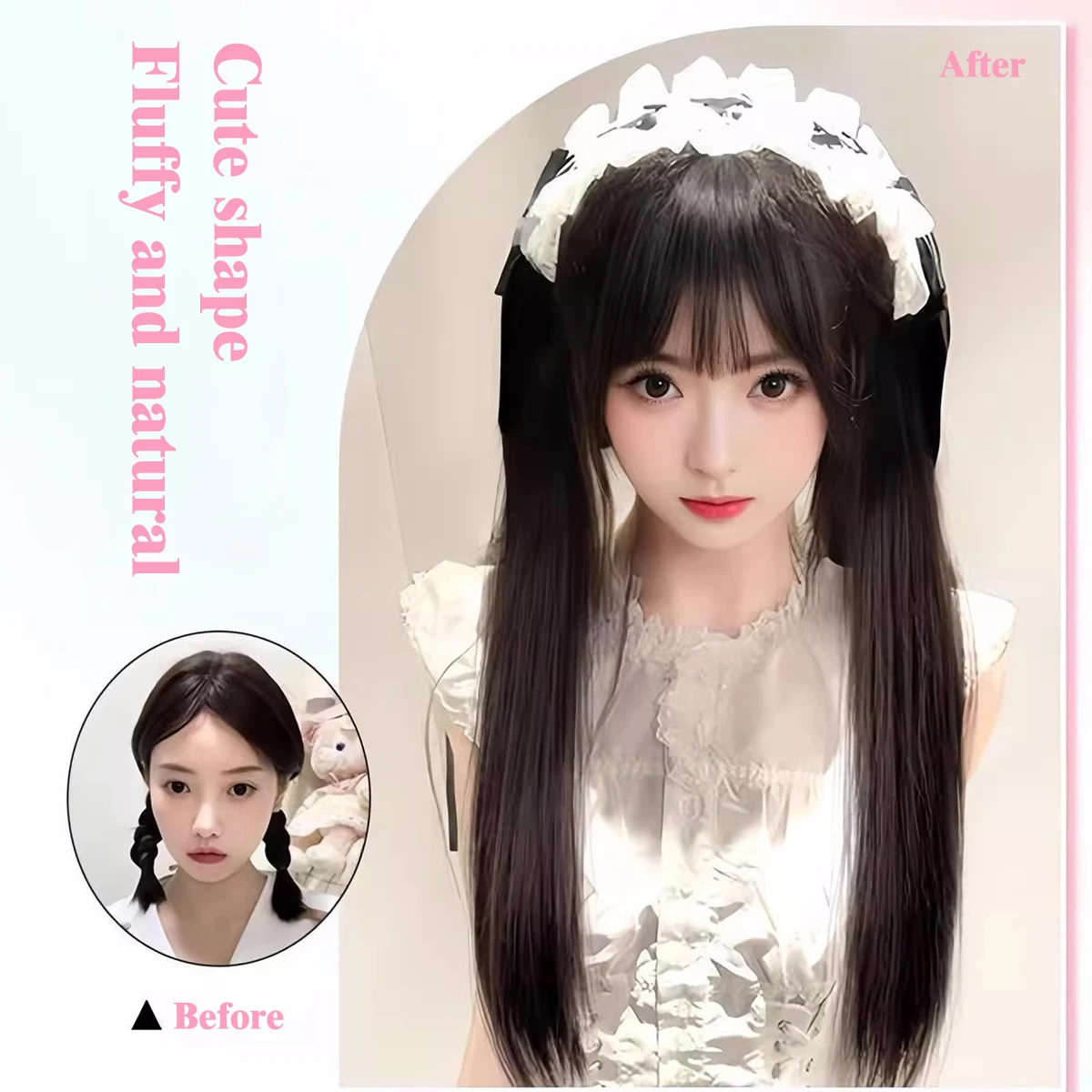 Натуральный синтетический парик с двойным хвостом, эластичная резинка, женский термостойкий прямой хвост для волос, доступный для праздника