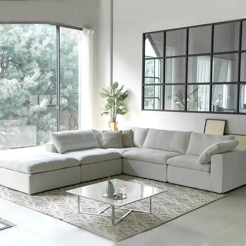 

Modular combination sofa living room French furniture Nordic modern white modular combination sofa set