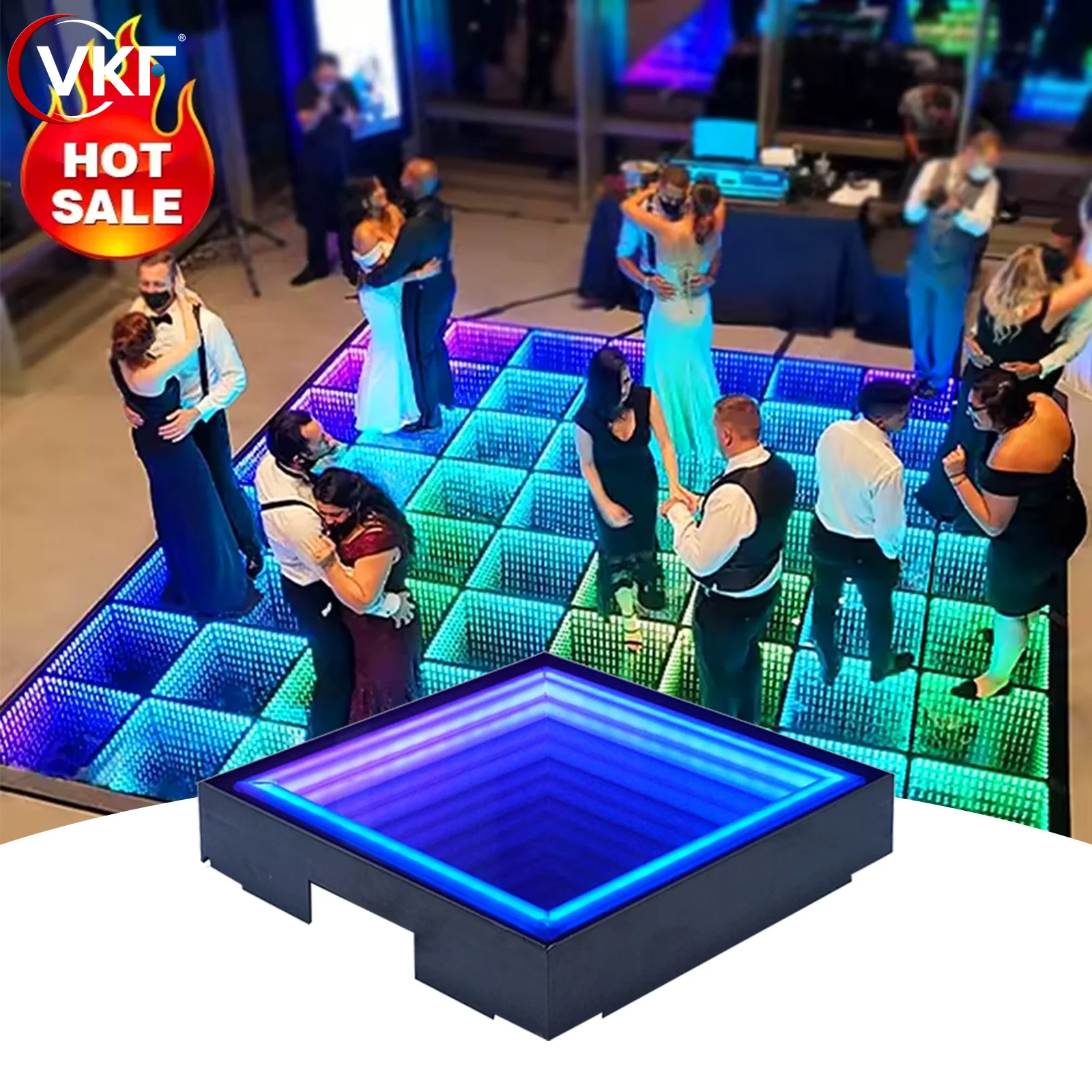 LED Dance Floor Tile Stage Effect LightsRGB Full Color 3D Mirror Floor Light Up for DJ Disco Club Wedding Party Stage Panels