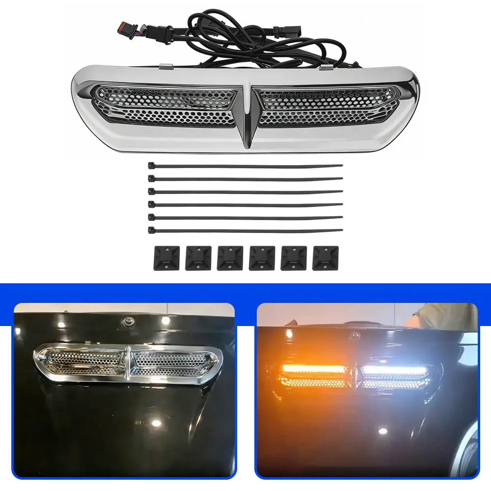 

Motorcycle LED Fairing Vent Light Chrome DRL Turn Signal Lamp For Harley Touring Street Electra Glide FLHX FLHT FLHTK 2014+