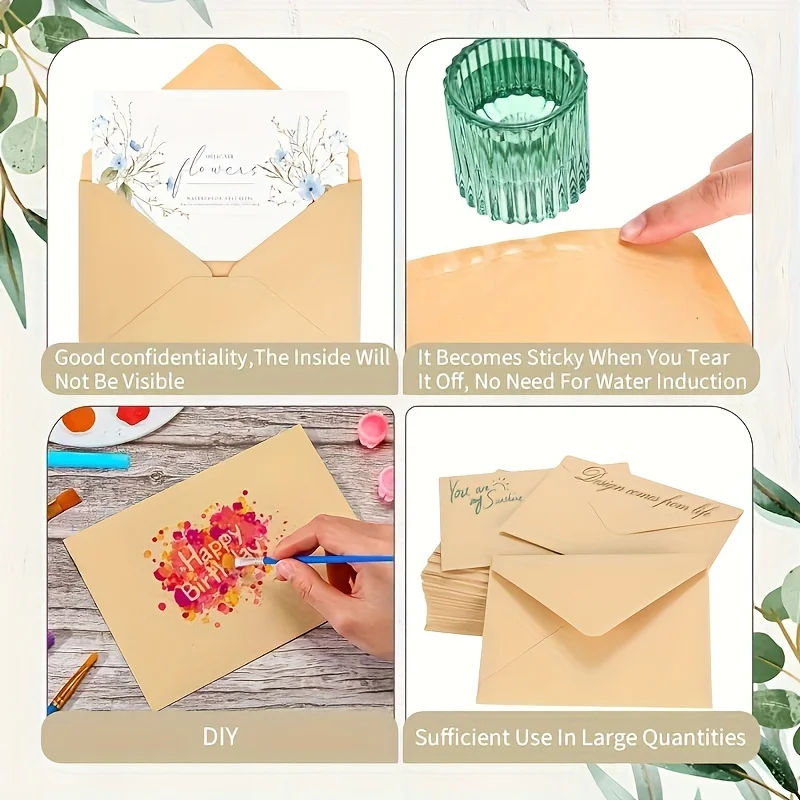 50/100 قطعة مغلفات ورق الكرافت بلون مغلفات صغيرة فارغة DIY بها بنفسك بطاقات المعايدة دعوات ملاحظات مغلفات الهدايا