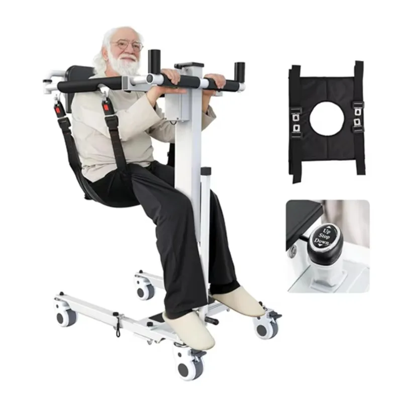 Foldable Patient Transfer Lift Electric Sit to Stand Mobility Aid Adjustable Support for Seniors Home Nursing Use