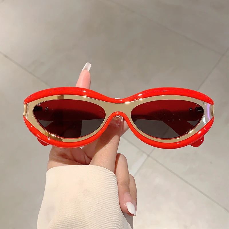 KAMMPT New Stylish Sunglasses Women Fashion Red Cat Eye Sun Glasses Shades Trendy Luxury Brand Designer Women Eyewear for Party