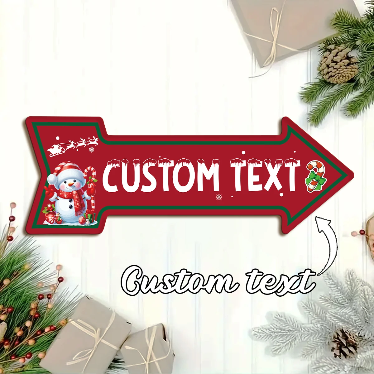1pc Custom Cute Snowman Arrow Metal Tin Sign,Vintage Wall ArtPlaque ,Home Room Restaurant Cafe Bar Garage Outdoor Decor Gift