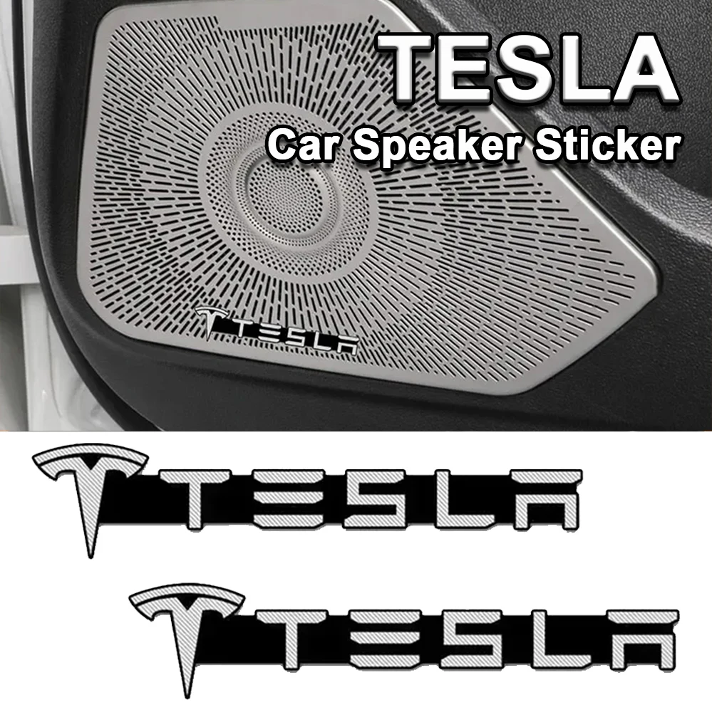

Наклейки на динамики Tesla (4 шт.), эмблемы-декали для аудиосистемы Tesla Model 3 Y S X, аксессуары для интерьера автомобиля