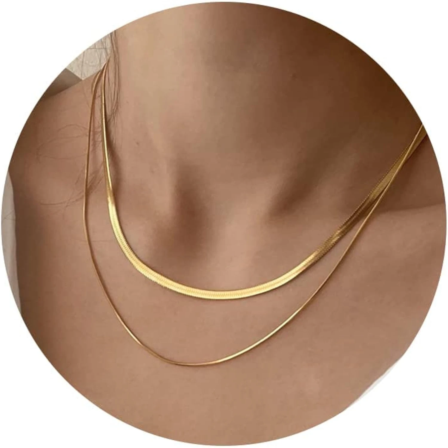 

Elegant and Stylish CHESKY Women's 14K Gold/Silver Plated Herringbone Snake Chain Necklace - Versatile and Stunning Gold Choker
