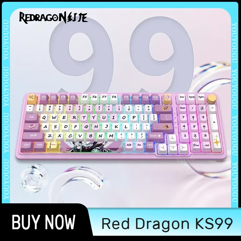 

Red Dragon KS99 Mechanical Keyboard 3mode 2.4G/USB/Bluetooth 98 keys Wireless Keyboard RGB Light Hot Swap PC Gamer Keyboard Gift