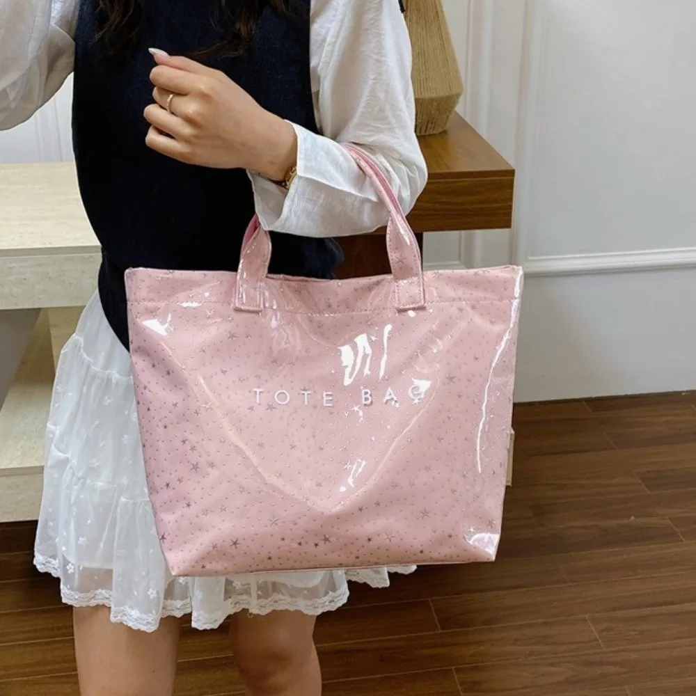 

Waterproof Transparent Jelly Bag Letter Print Large Capacity Letter Prints Handbag Shoulder Bag Grocery Handbag PVC Tote Bag