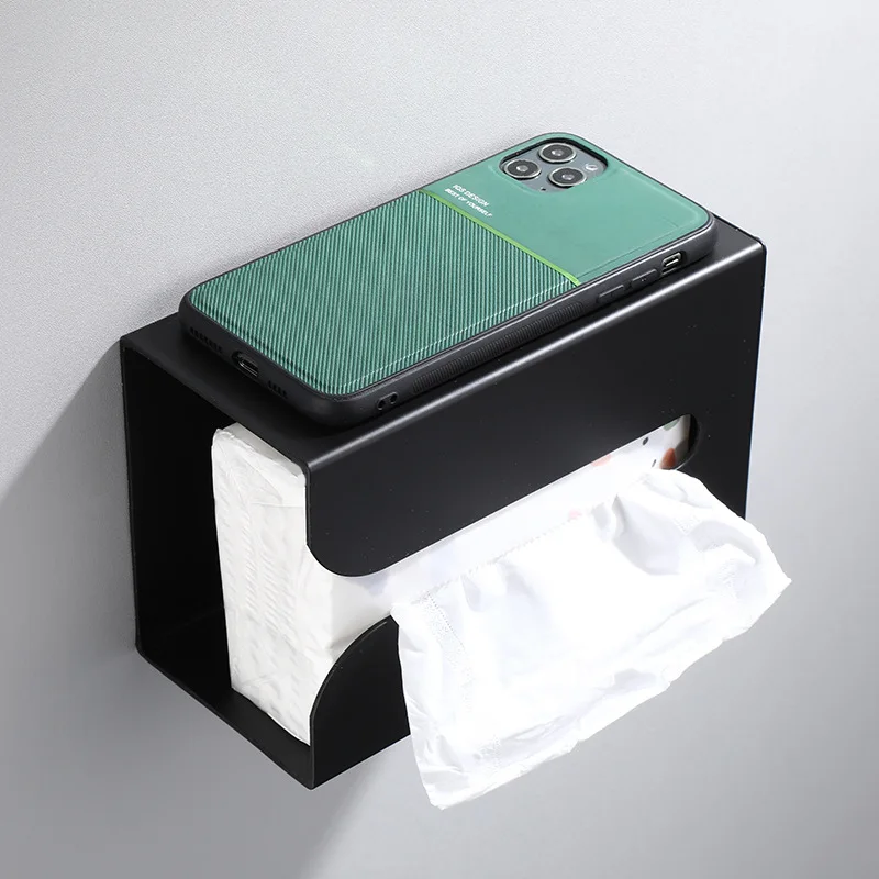Wall Mounted Tissue Box Punching Toilet Paper Holder Wet Wipe Napkin Paper Case Storage Rack Space-saving Shelf For Home Kitchen