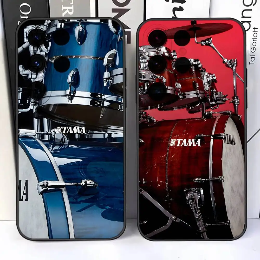 T-Tama Drums For Samsung S26,S25,S24,Ultra,S20,S30,Plus,S22,S23,Ultra,Plus,5G Black Silicone Soft Case