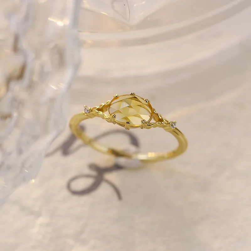 

Natural Citrine Rings for Women S925 Silver 14K Gold Plated Yellow Gemstone Fine Jewelry Vintage Party Accessories Gift