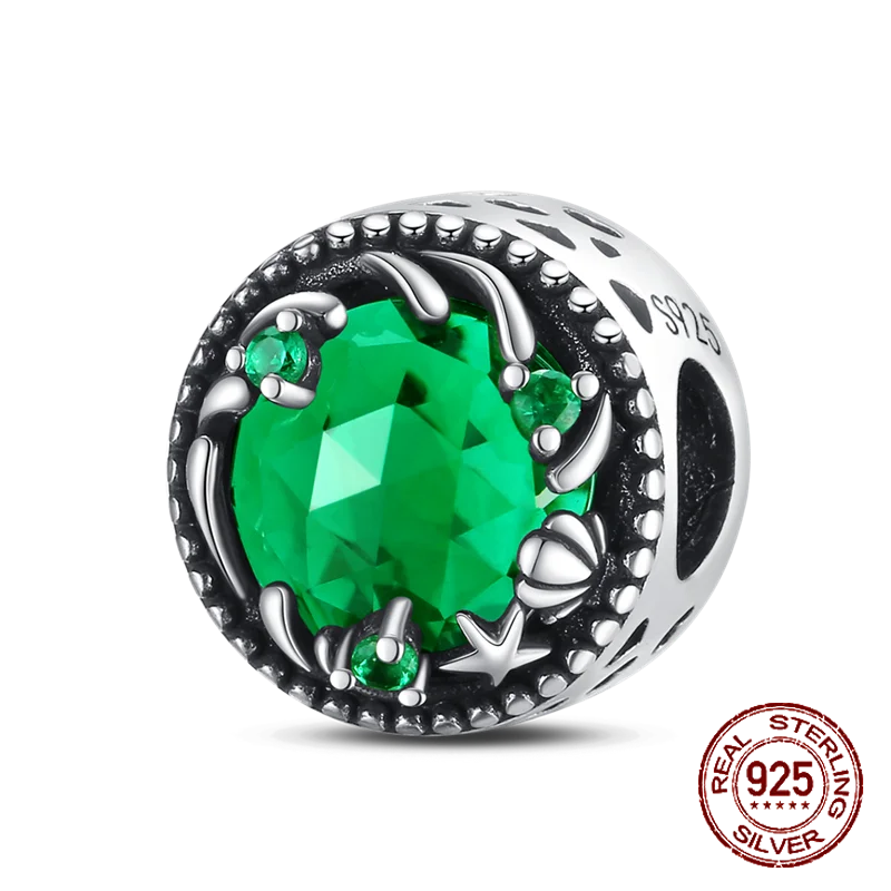 925 فضة Charm Charm ، سلسلة خضراء ، أربع أوراق البرسيم ، محظوظ فراشة قلادة ، يناسب الأصلي باندورا سوار ، DIY بها بنفسك مجوهرات