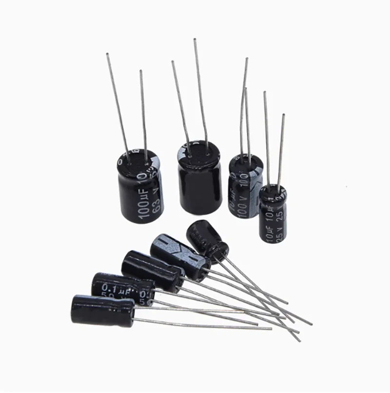 

20pcs/lot In-line aluminum electrolytic capacitor element: 0.1uf/1UF/10UF/100uf/25v50v