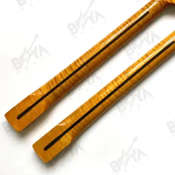 ST Tiger 火焰楓木吉他琴頸 9.5吋半徑 21品 電吉他琴頸替換零件,楓木指板 復古光澤 10 best sales 烤楓木琴頸 Strat - №8