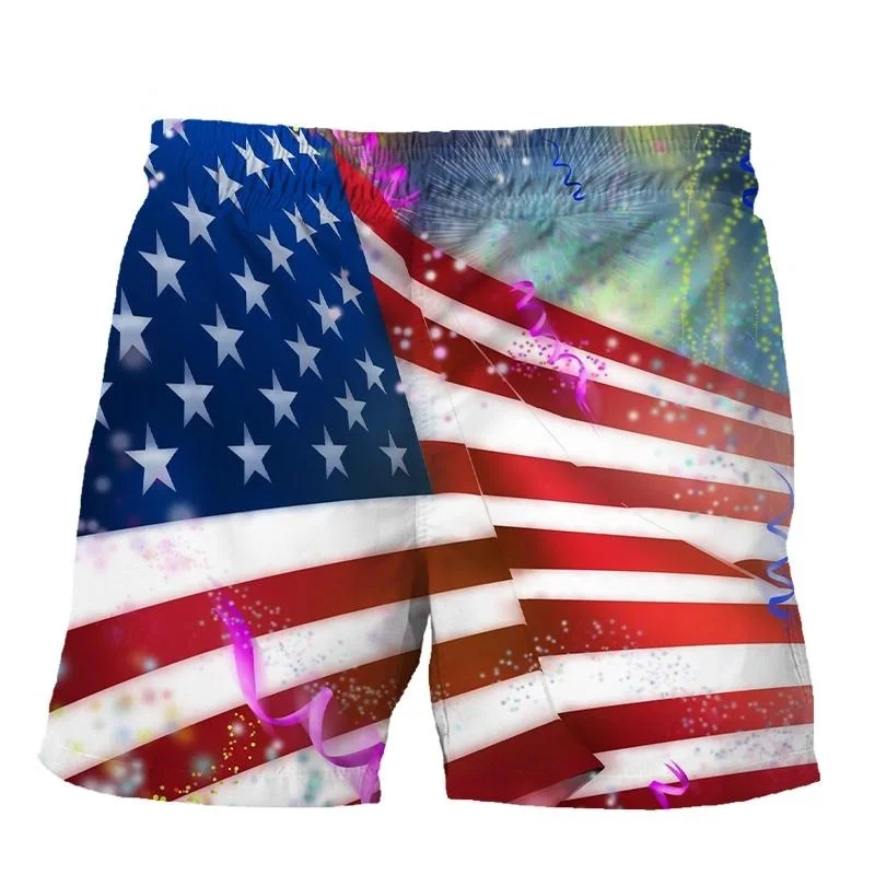 American Flag 3d Printing Beach Shorts For Men Statue of Liberty Graphics Oversized Swim Trunks New Summer Short Pants Clothing