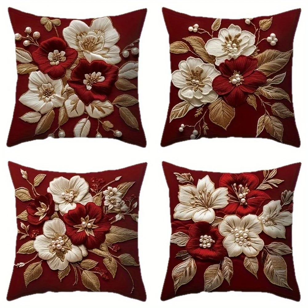 4 fundas  almohada florales contemporáneas acuadas para - fundas con cremallera  doble cara con impresión transferida, ace