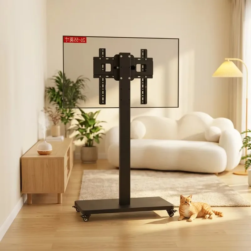 Portable TV Stand with Wheels Steel Floor Stand and Trolley for 26-55 Light Emitting Diode LCD TV Screen Swivel Lift Stand