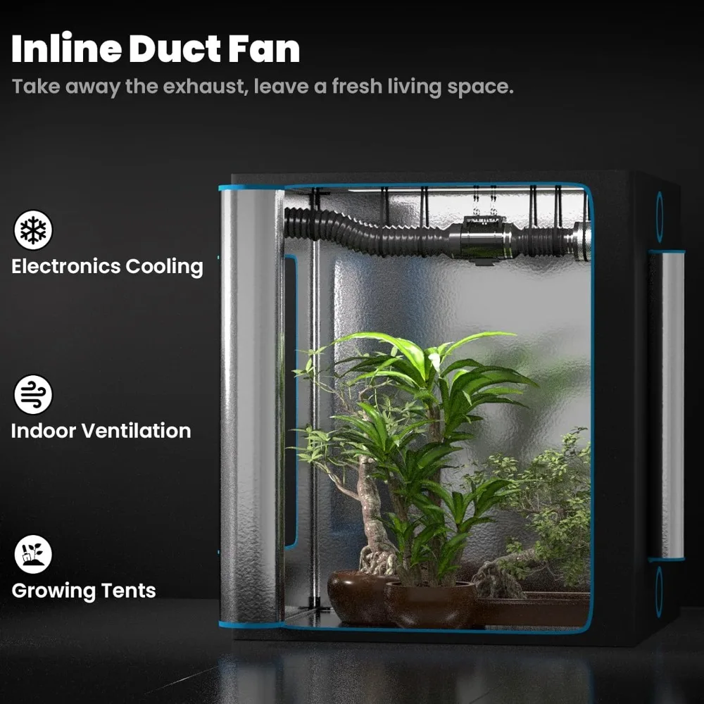 مروحة قناة مضمنة هادئة مقاس 8 بوصة مع مروحة خيمة نمو وحدة تحكم في السرعة، مروحة عادم تهوية للتدفئة والتبريد، CloudStorm S8