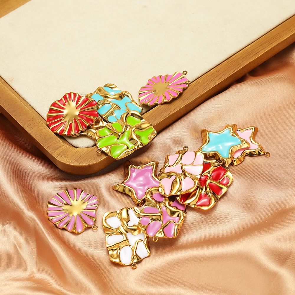 

5Pcs Stainless Steel Drop Oil Star Charms Earrings Pendants for DIY Jewelry Material Personalized Necklace Findings Wholesale