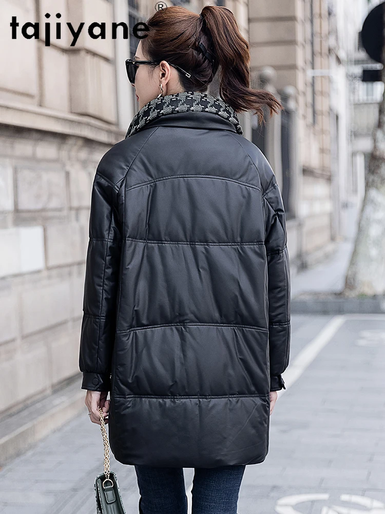 TAJIYANE Real Sheepskin Duck Down Coat Women Premium Genuine Leather Jackets Stylish Puffer Jacket 2025 Winter Woman Clothes 롱코트