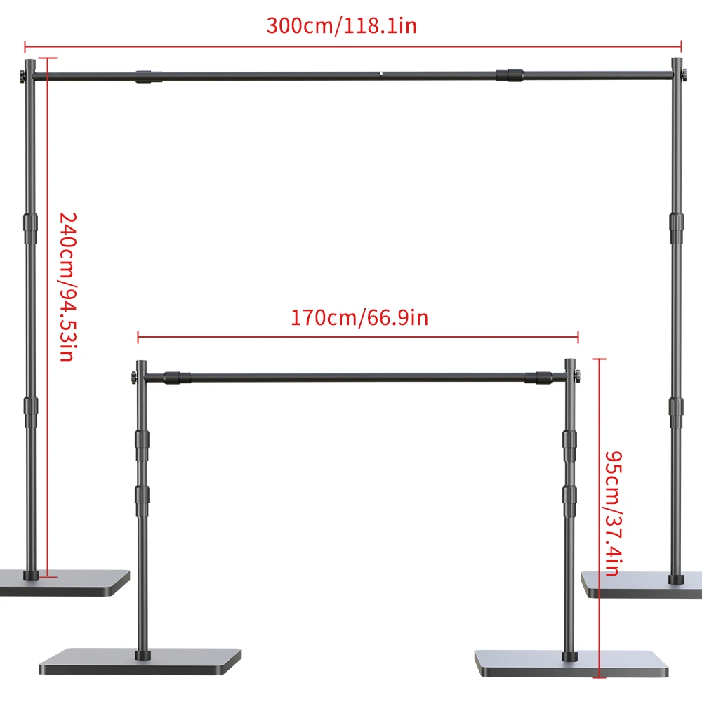 240X300cm Heavy Duty Bracket Backdrop Stand Photo Background Support Studio Light Tripod Photography Green Screen Backdrops