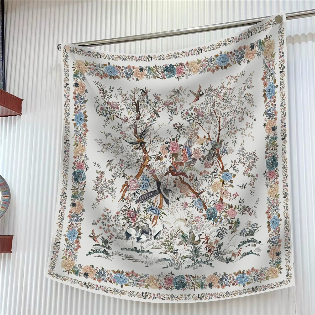 

Spring and Summer 90CM Square Twill Scarf Shawl Hijabs Luxury Tree and Bird Printed Bandana Foulard Neckerchief For Ladies